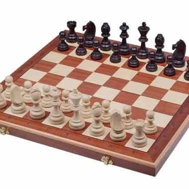 Jeu d'Echecs et Echiquier Pliable en Bois avec Rangement