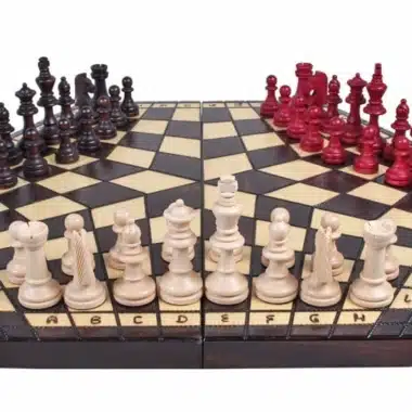 Jeu d'Echecs Trois Joueurs en Bois – Image 3