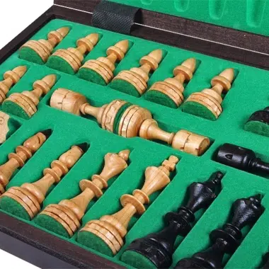 Grand Jeu d'Echecs et Plateau de Jeu Pliant en Bois avec Rangement – Image 6