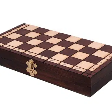 Petit Jeu d'Echecs de Voyage Pliant en Bois – Image 9