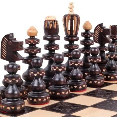 Grand Jeu d'Echecs et Echiquier Pliable en Bois avec Rangement – Image 3