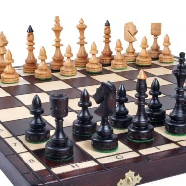 Grand Jeu d'Echecs et Plateau de Jeu Pliant en Bois avec Rangement – Image 5