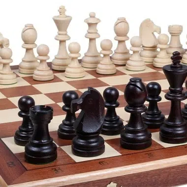 Jeu d'Echecs et Echiquier Pliable en Bois avec Rangement – Image 5