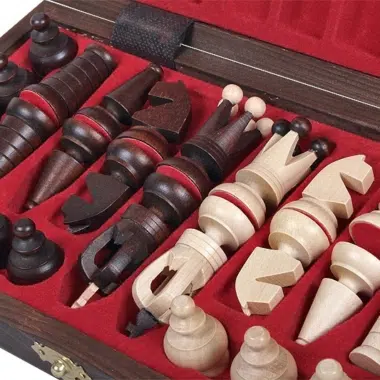 Jeu d'Echecs en Bois Orné Pliable - 31x31 cm – Image 8