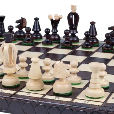 Jeu d'Echecs et Echiquier en Bois Pliant avec Rangement – Image 3
