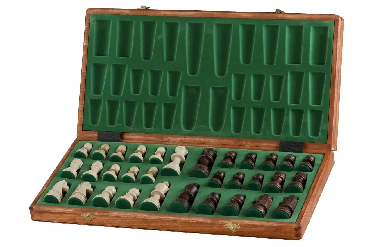 Echiquier en Bois Pliable et Pieces Echecs Staunton en Bois avec Rangement – Image 2