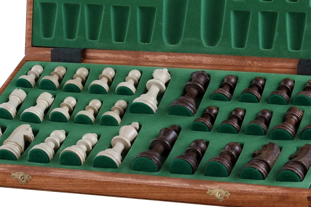 Echiquier en Bois Pliable et Pieces Echecs Staunton en Bois avec Rangement – Image 6