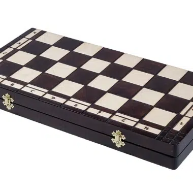 Jeu d'Echecs Sculpté en Bois et Echiquier Pliant avec Rangement – Image 9