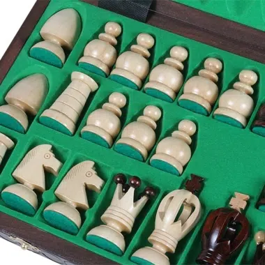 Jeu d'Echecs en Bois et Echiquier Pliable avec Reperes Alphanumeriques en Bois – Image 8