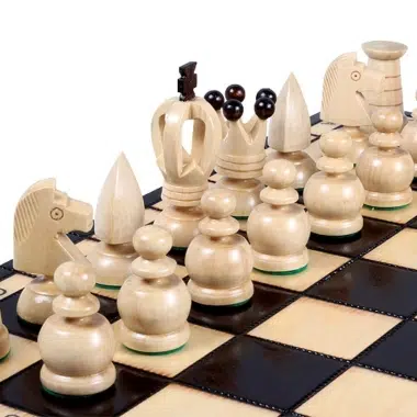 Jeu d'Echecs en Bois et Echiquier Pliable avec Reperes Alphanumeriques en Bois – Image 4