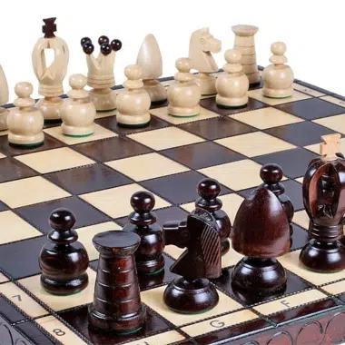 Jeu d'Echecs en Bois et Echiquier Pliable avec Reperes Alphanumeriques en Bois – Image 5