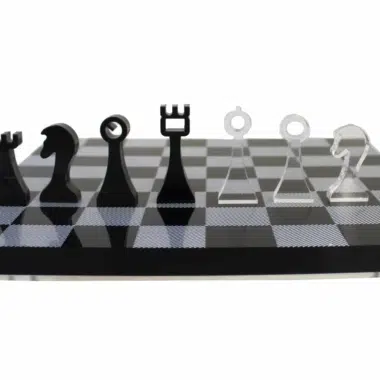 Jeu d'Echecs Design Noir et Transparent en Plexiglas avec Rangement – Image 3