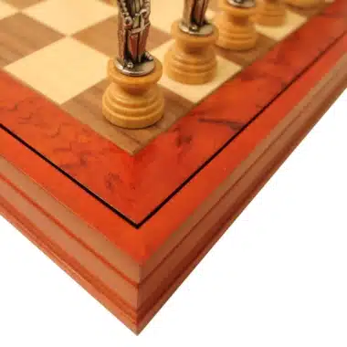 Jeu d'Echecs Florence et Echiquier en Bois de Noyer et Erable avec Rangement – Image 5