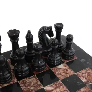 Jeu d'Echecs en Marbre Rose et Noir – Image 4