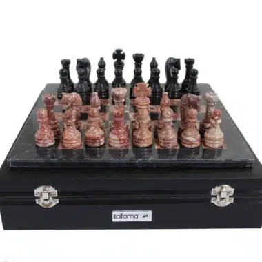 Jeu d'Echecs en Marbre Rose et Noir – Image 6