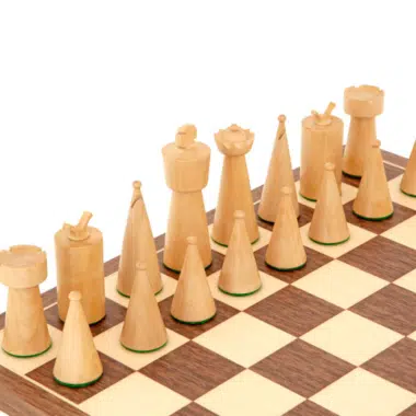 Jeu d'Echecs Art Deco en Bois – Image 4