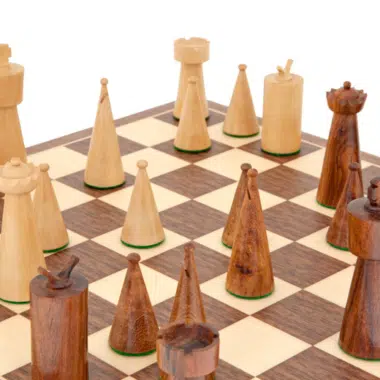 Jeu d'Echecs Art Deco en Bois – Image 2