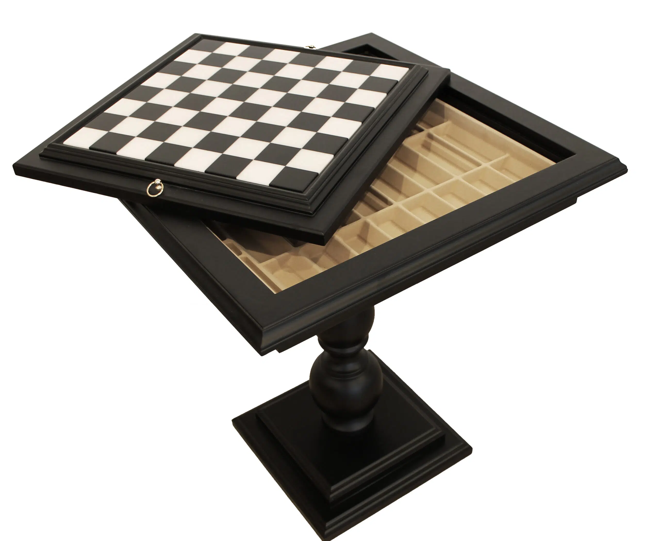 Table d'Echec en Bois de Tilleur Noir et Plateau de Jeu en Marbre de Carrare – Image 2