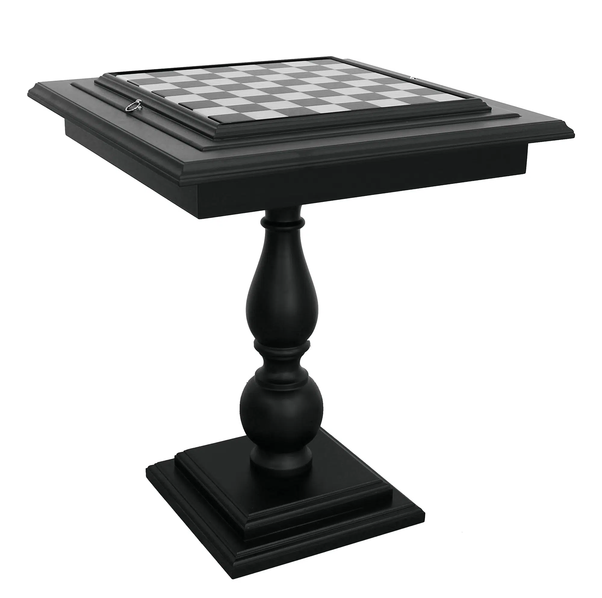 Table d'Echec en Bois de Tilleur Noir et Plateau de Jeu en Marbre de Carrare