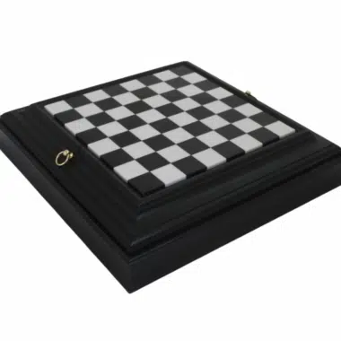Ensemble Jeu d'Échecs en Métal Plaqué Or et Argent et Échiquier Noir et Blanc en Bois Laqué avec Plateau de Jeu en Marbre – Image 7