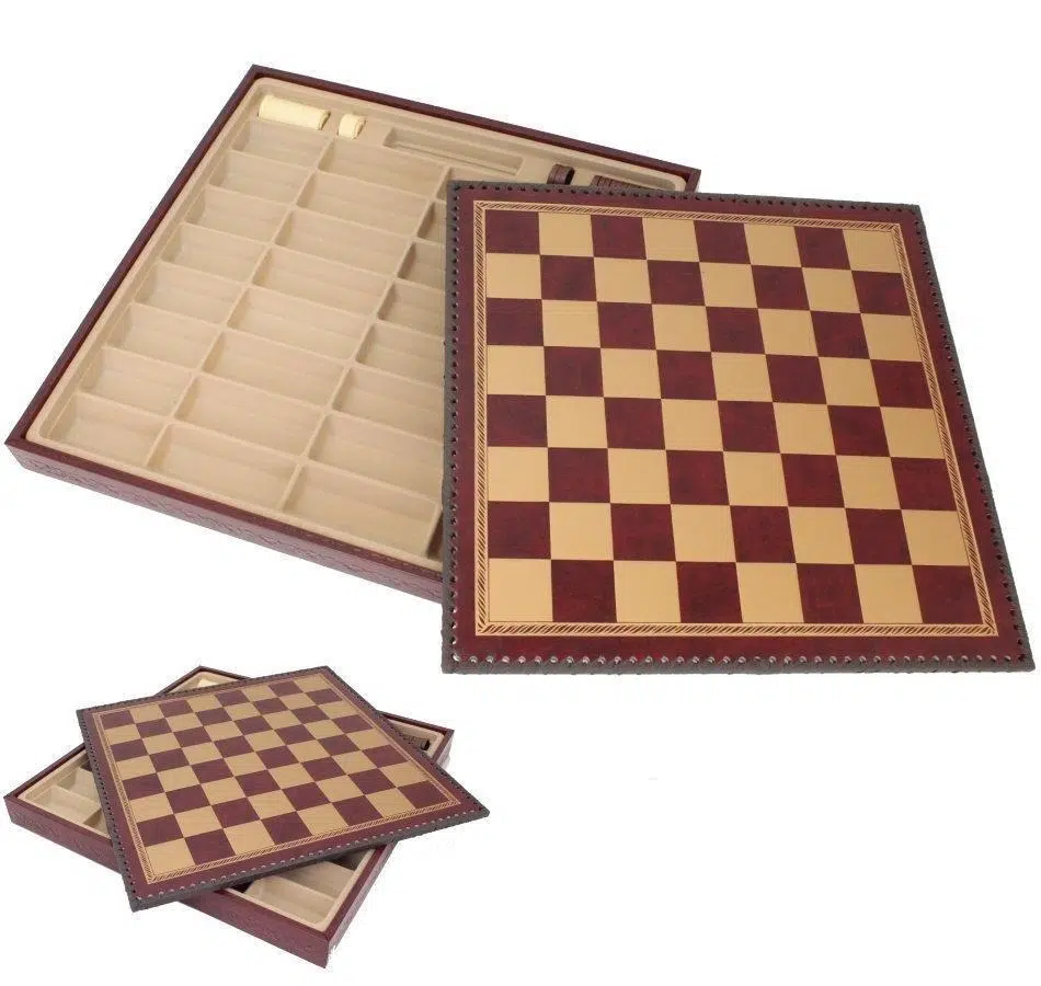 Ensemble Jeu d'Échecs Napoléon et Échiquier en Similicuir avec Compartiments de Rangement – Image 9