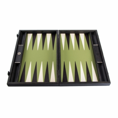 Backgammon en Similicuir Ecologique Vert Olive – Set de Luxe 48 x 30 cm – Image 5