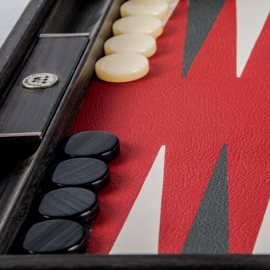 Backgammon en Similicuir Rouge Bourgogne - Grand Modèle 48 x 30 cm – Image 4