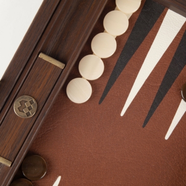 Backgammon de Voyage en Similicuir Caramel - Petit Modèle (30 x 20 cm) – Image 3