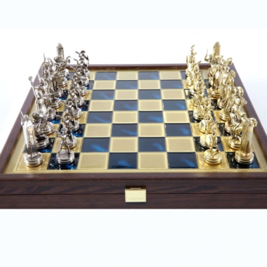 Jeu d'Échecs Mythologie Grecque en Métal Doré et Argenté – Échiquier avec Rangement Intégré – Image 5