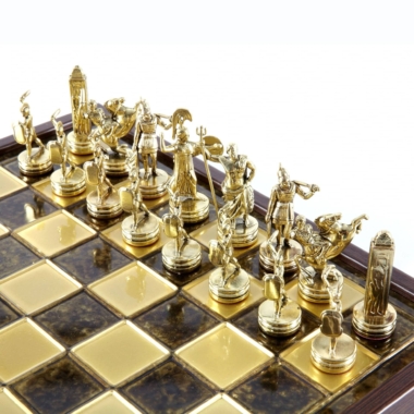 Jeu d'Échecs Mythologie Grecque en Métal Doré et Argenté – Échiquier avec Rangement Intégré – Image 17