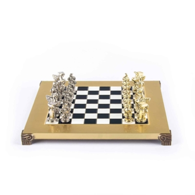 Petit Jeu d'Echecs Guerrier Spartiate - Pièces Dorées & Argentées avec Plateau de Jeu sur Pied en Metal – Image 17
