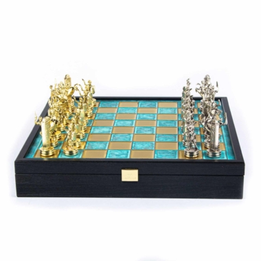 Jeu d'Échecs Mythologie Grecque en Métal Doré et Argenté – Échiquier avec Rangement Intégré – Image 18