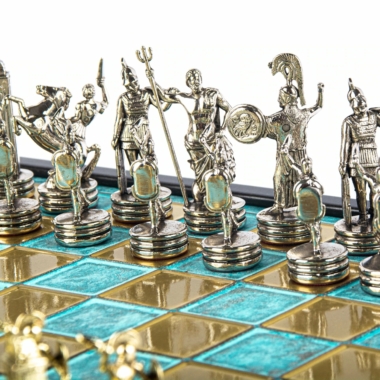 Jeu d'Échecs Mythologie Grecque en Métal Doré et Argenté – Échiquier avec Rangement Intégré – Image 22