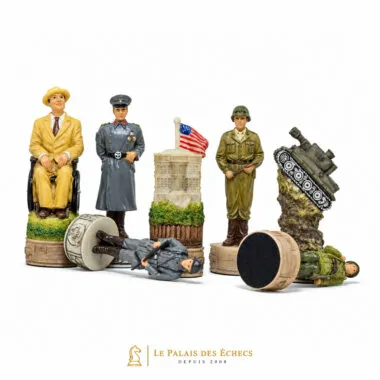 Pièces d'échecs Seconde Guerre mondiale, figurines américaines et allemandes détaillées