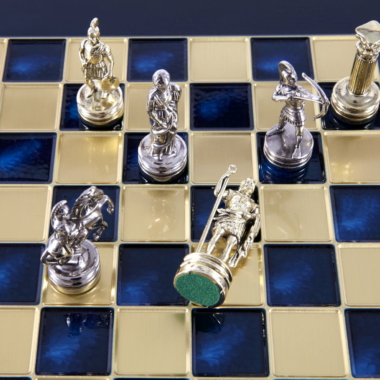 Petit Ensemble de Jeu d'Échecs en Métal Argenté et Or Archers - Coffret en Bois Stratifié avec Échiquier en Métal – Image 30