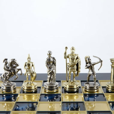 Petit Ensemble de Jeu d'Échecs en Métal Argenté et Or Archers - Coffret en Bois Stratifié avec Échiquier en Métal – Image 29