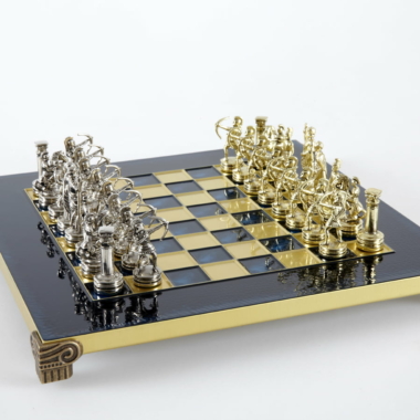 Petit Ensemble de Jeu d'Échecs en Métal Argenté et Or Archers - Coffret en Bois Stratifié avec Échiquier en Métal – Image 18