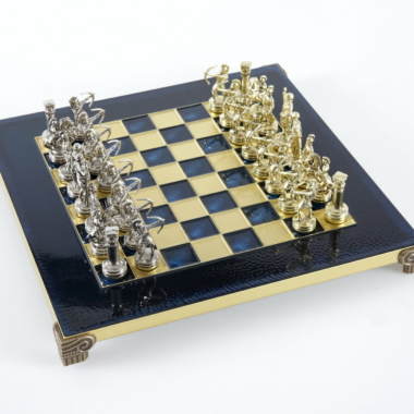 Petit Ensemble de Jeu d'Échecs en Métal Argenté et Or Archers - Coffret en Bois Stratifié avec Échiquier en Métal – Image 19