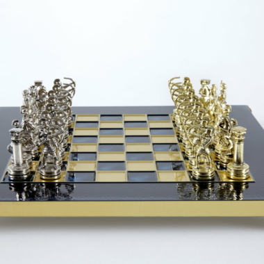 Petit Ensemble de Jeu d'Échecs en Métal Argenté et Or Archers - Coffret en Bois Stratifié avec Échiquier en Métal – Image 21
