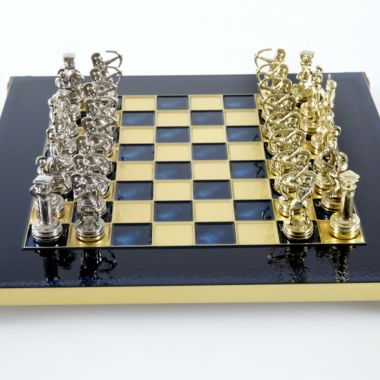 Petit Ensemble de Jeu d'Échecs en Métal Argenté et Or Archers - Coffret en Bois Stratifié avec Échiquier en Métal – Image 26