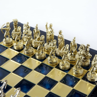 Petit Ensemble de Jeu d'Échecs en Métal Argenté et Or Archers - Coffret en Bois Stratifié avec Échiquier en Métal – Image 28
