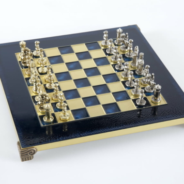 Petit Ensemble de Jeu d'Échecs Byzantin Pièces en Metal Or & Argent avec Échiquier en Metal et Coffret de Rangement – Image 47