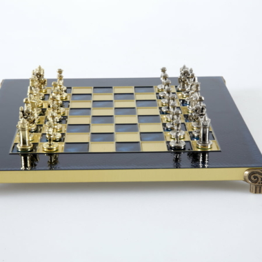 Petit Ensemble de Jeu d'Échecs Byzantin Pièces en Metal Or & Argent avec Échiquier en Metal et Coffret de Rangement – Image 48