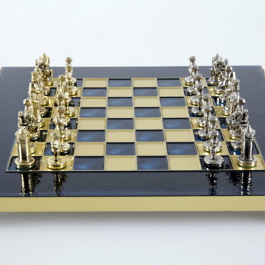 Petit Ensemble de Jeu d'Échecs Byzantin Pièces en Metal Or & Argent avec Échiquier en Metal et Coffret de Rangement – Image 34