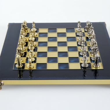 Petit Ensemble de Jeu d'Échecs Byzantin Pièces en Metal Or & Argent avec Échiquier en Metal et Coffret de Rangement – Image 35
