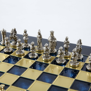 Petit Ensemble de Jeu d'Échecs Byzantin Pièces en Metal Or & Argent avec Échiquier en Metal et Coffret de Rangement – Image 37
