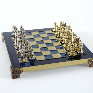 Petit Ensemble de Jeu d'Échecs Byzantin Pièces en Metal Or & Argent avec Échiquier en Metal et Coffret de Rangement – Image 39