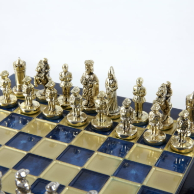 Petit Ensemble de Jeu d'Échecs Byzantin Pièces en Metal Or & Argent avec Échiquier en Metal et Coffret de Rangement – Image 42