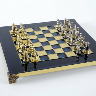 Petit Ensemble de Jeu d'Échecs Byzantin Pièces en Metal Or & Argent avec Échiquier en Metal et Coffret de Rangement – Image 46