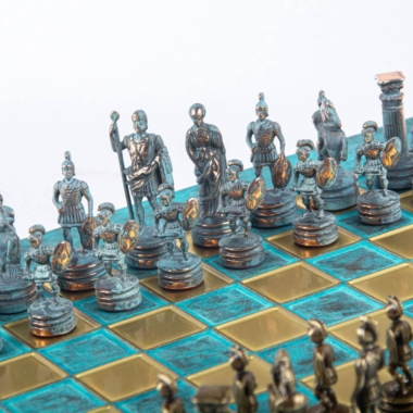 Ensemble de Jeu d'Échecs Grec et Romain en Métal - Échiquier 5 Coloris au Choix, avec Coffret de Rangement en Bois Stratifié – Image 5